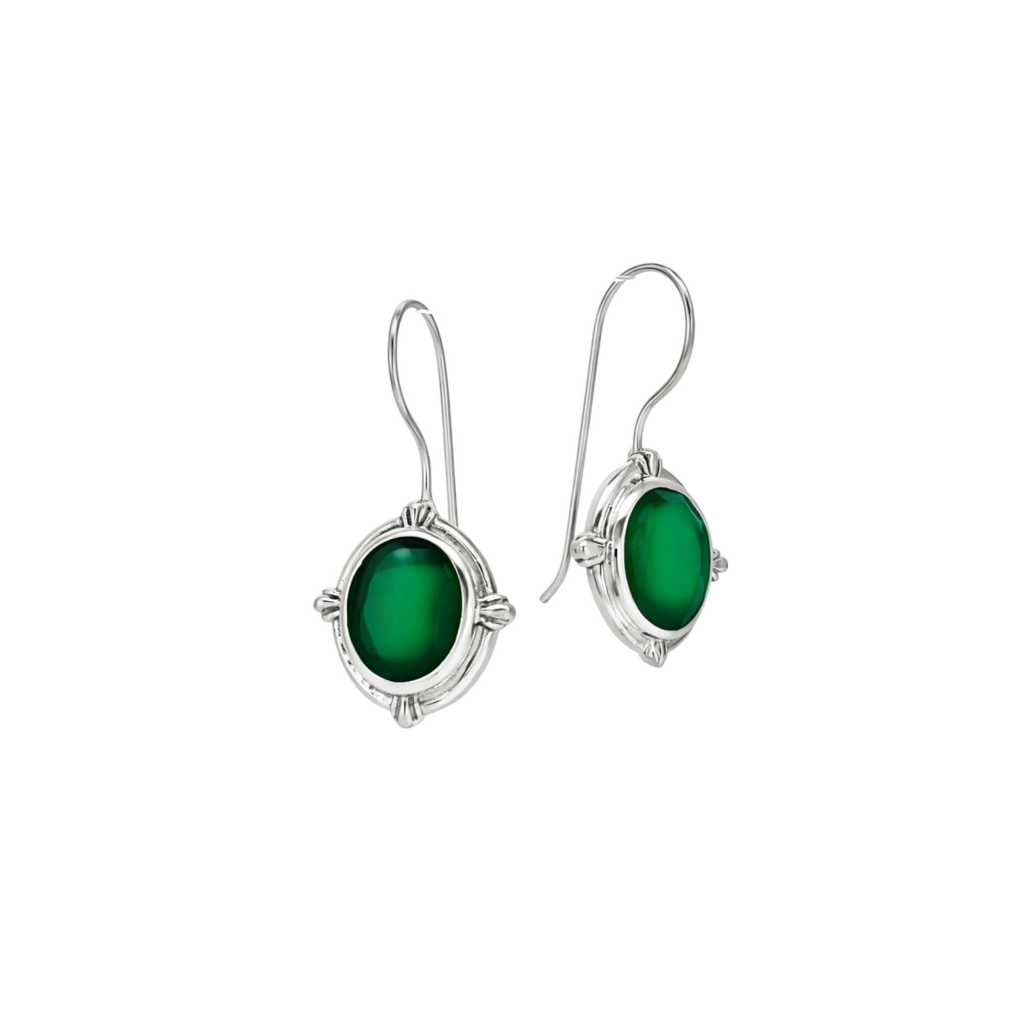 Green Onyx Faceted Oval Earrings