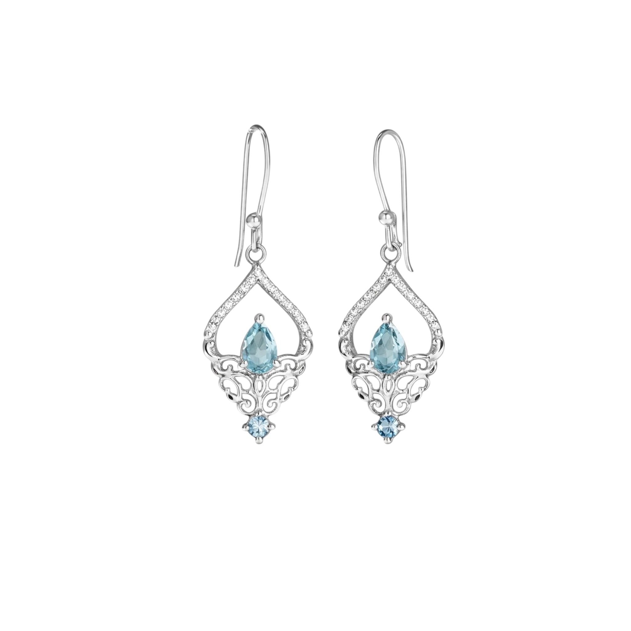 Blue Topaz Faceted Chandelier Earrings