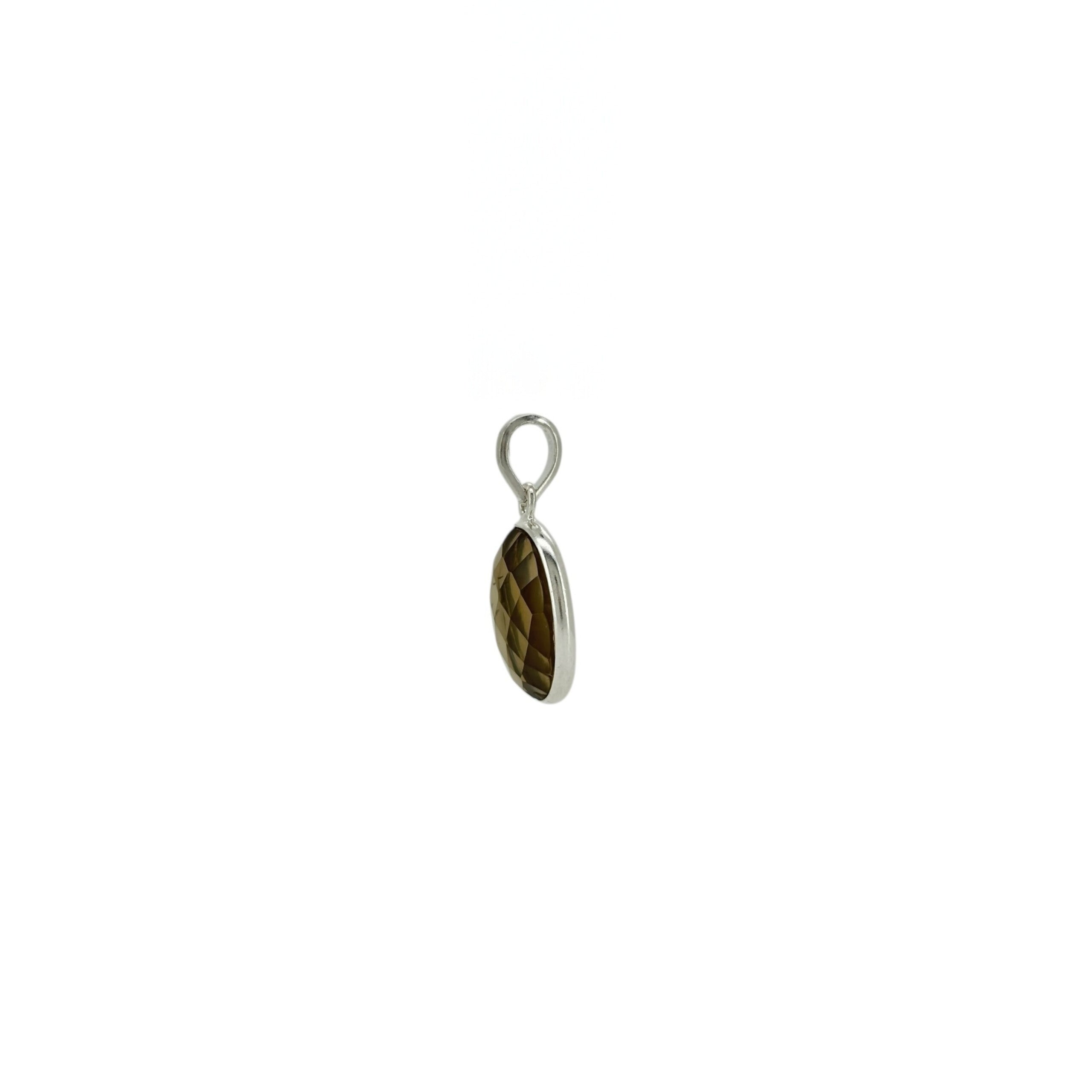 Smoky Quartz Faceted Oval Pendant
