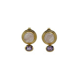 Gold Rose Quartz & Amethyst Stud Earrings