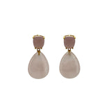 Gold Rose Quartz Drop Stud Earrings