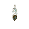 Blue Topaz & Labradorite Organic Curve Faceted Pendant