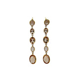 Gold Rose & Cherry Quartz Drop Stud Earrings