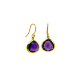 Gold Amethyst Faceted Teardrop Earrings