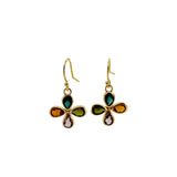 Gold Multi Flower Faceted Earrings