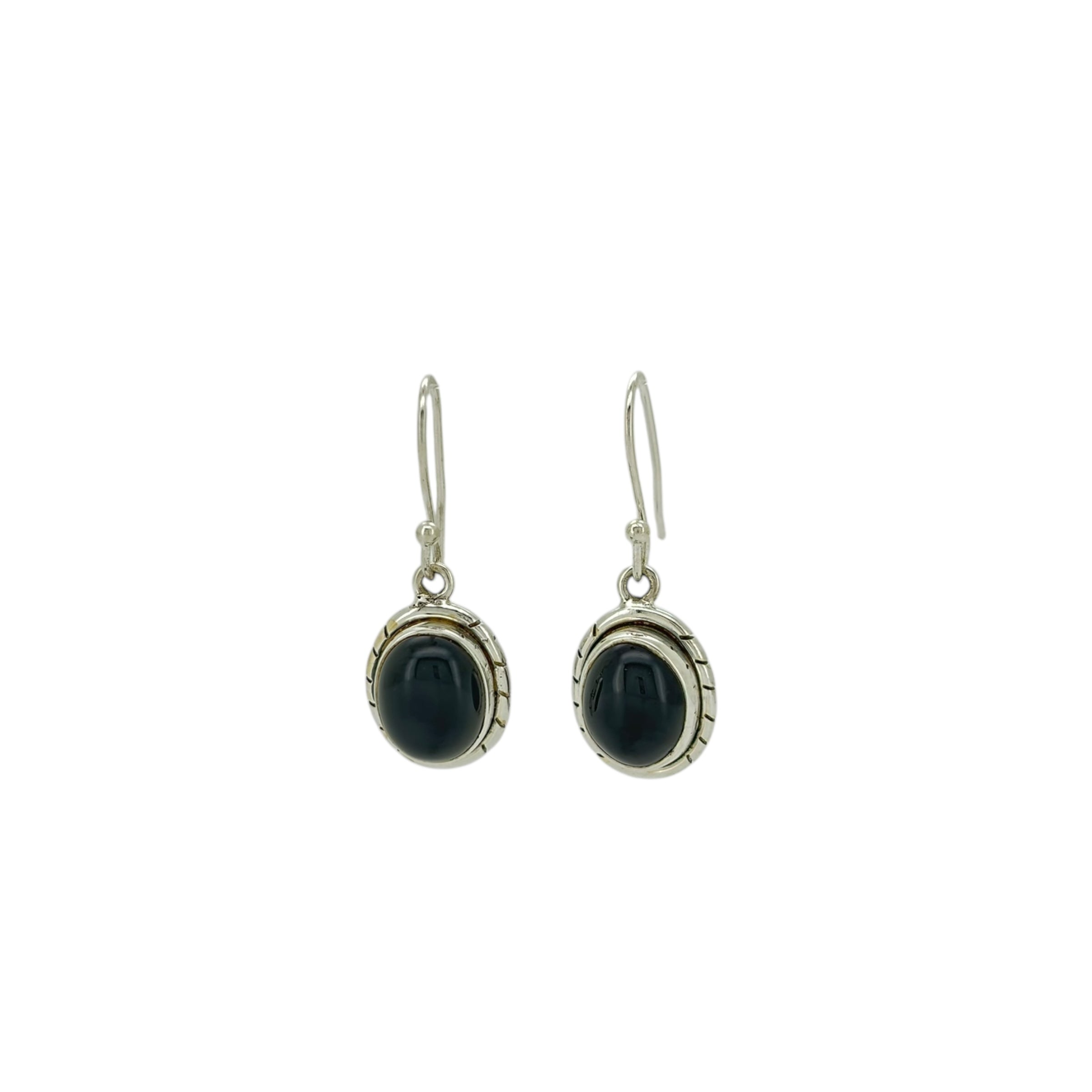 Black Onyx Oval Rope Detail Earrings