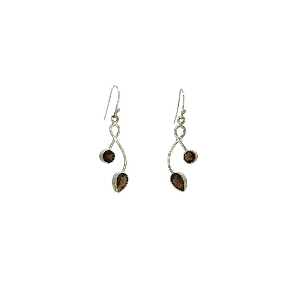 Smoky Quartz Faceted Leaf Earrings