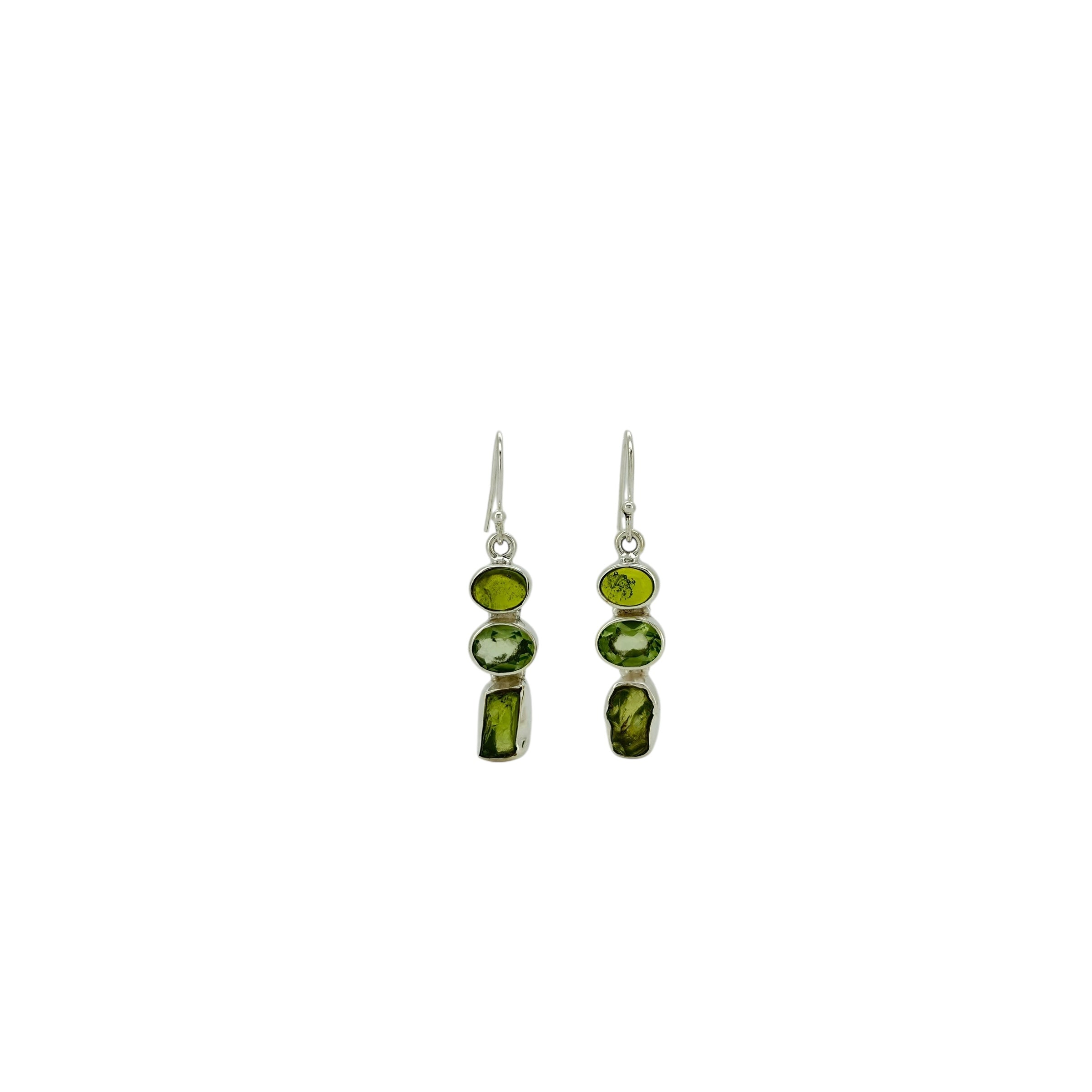 Peridot & Prasiolite Combo Cut Drop Earrings