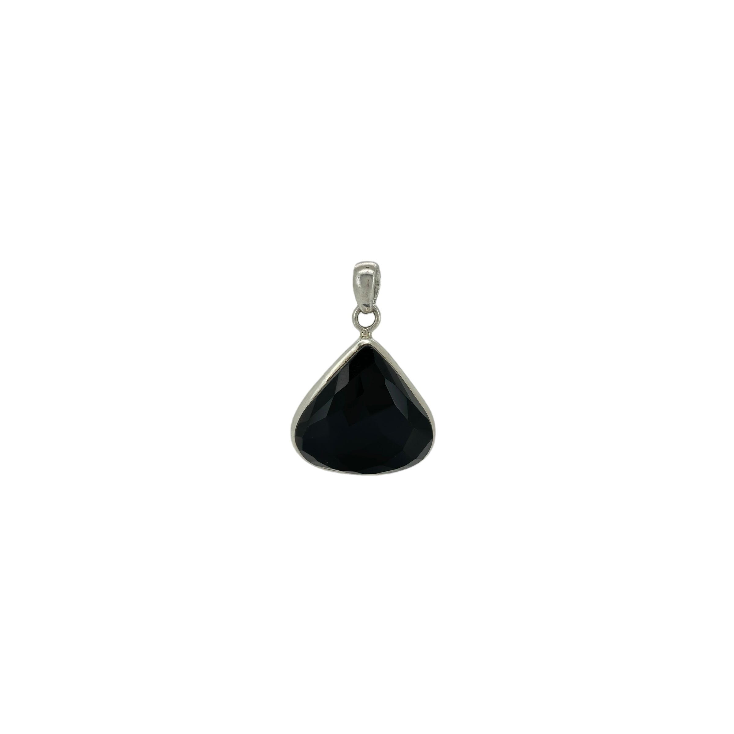 Black Onyx Faceted Teardrop Pendant