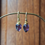 Gold Amethyst Cabochon Drop Earrings