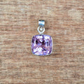 Amethyst Faceted Square Pendant