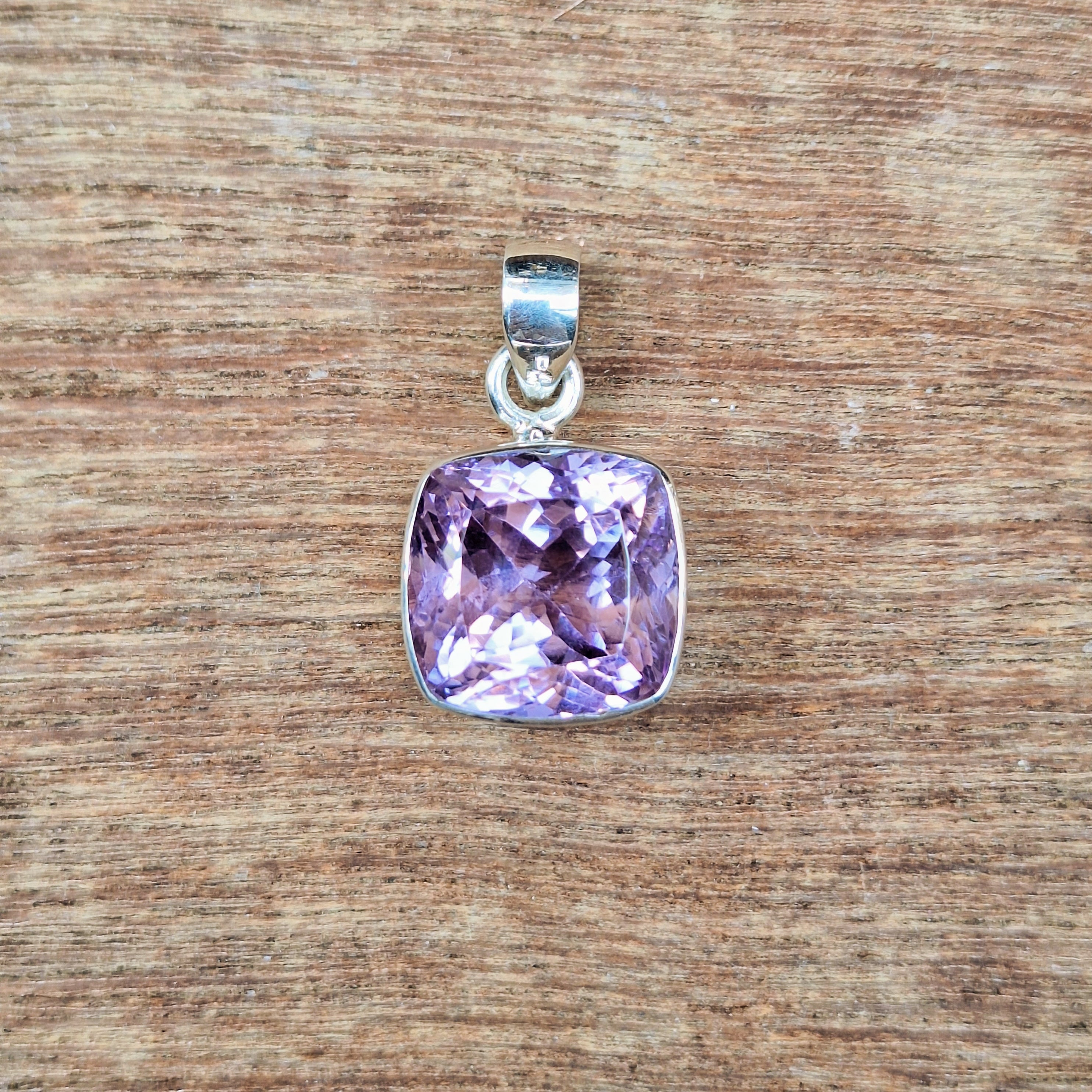 Amethyst Faceted Square Pendant