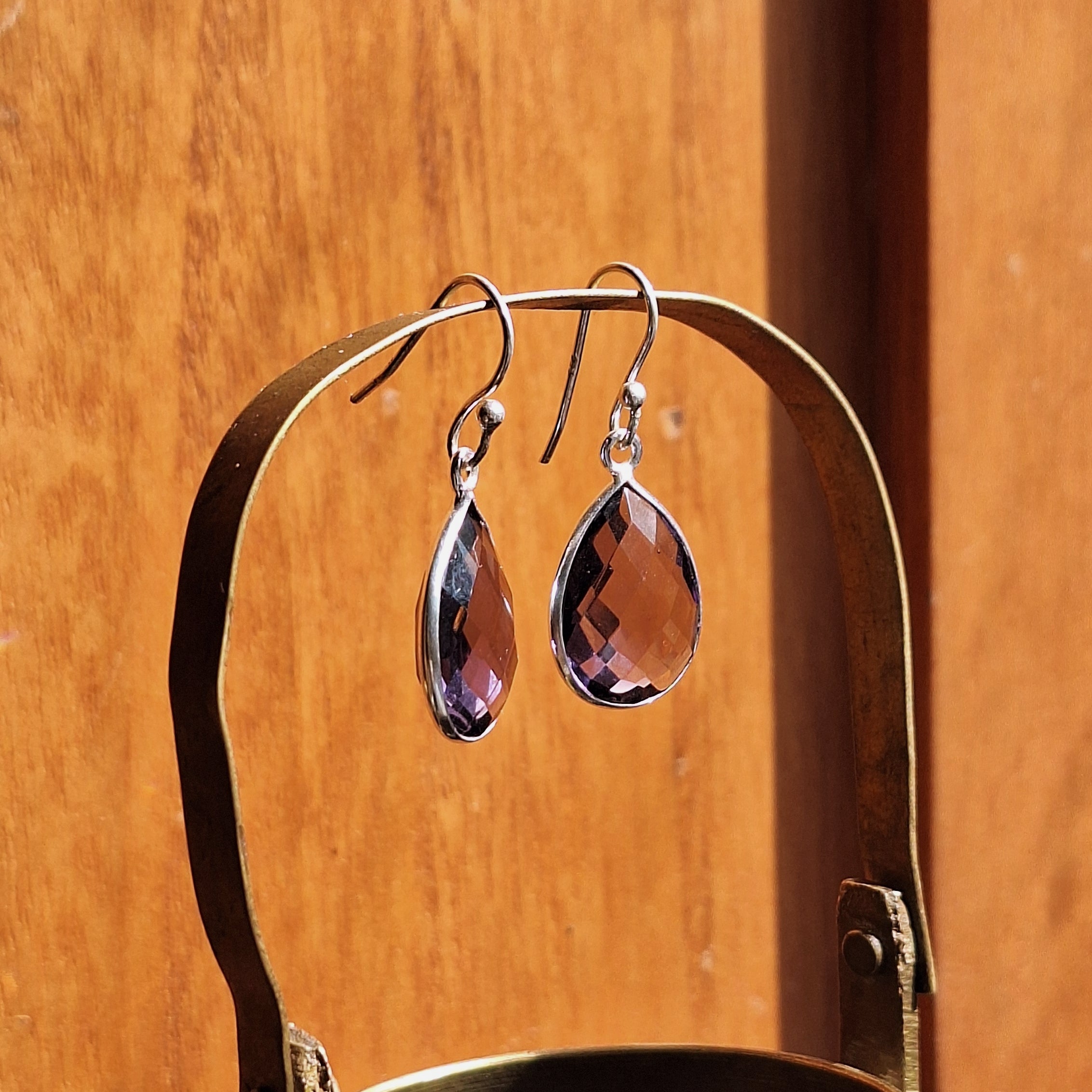 Amethyst Faceted Teardrop Earrings