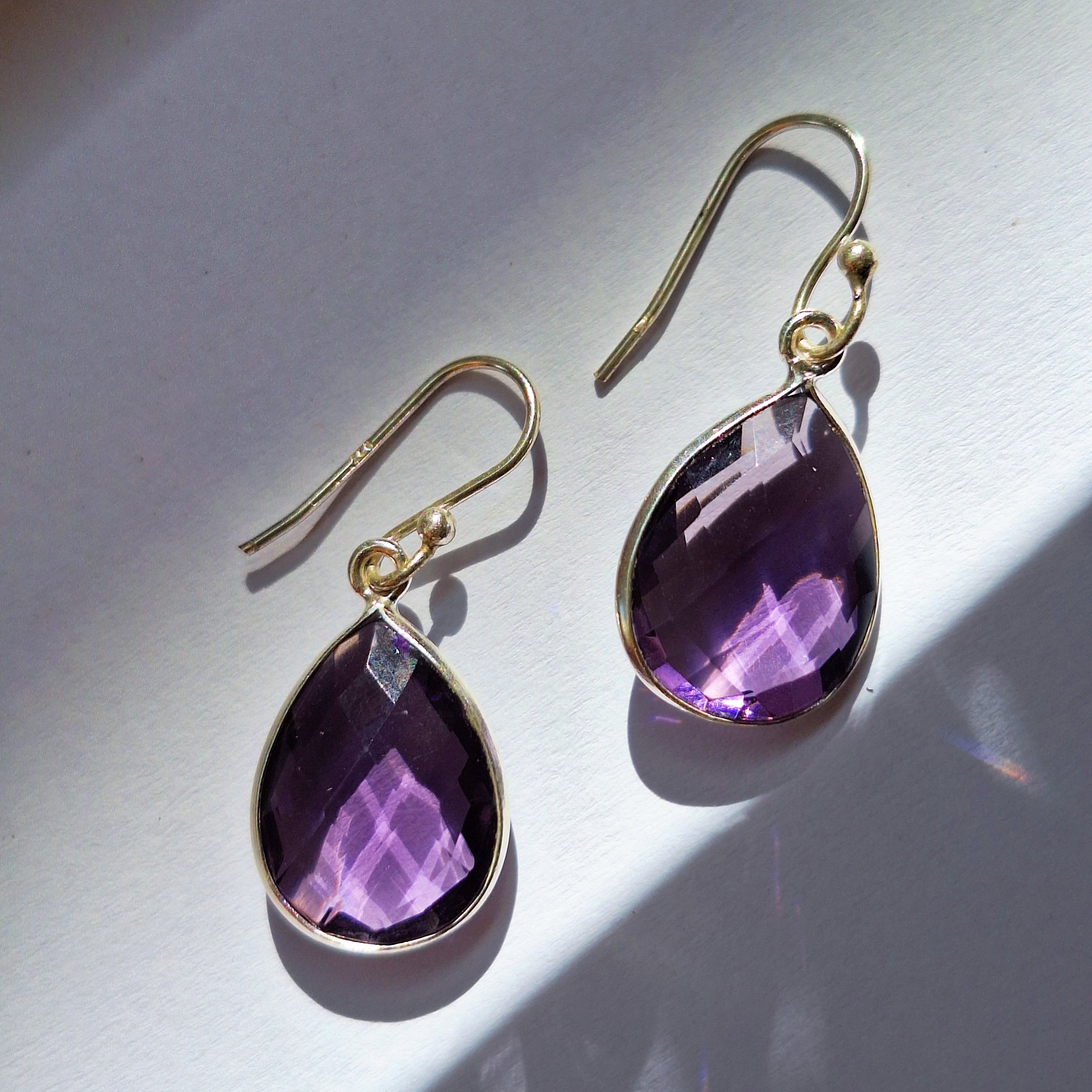 Amethyst Faceted Teardrop Earrings