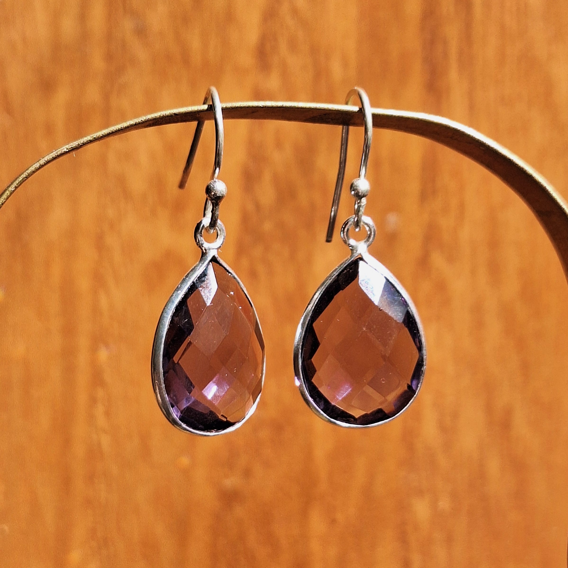 Amethyst Faceted Teardrop Earrings