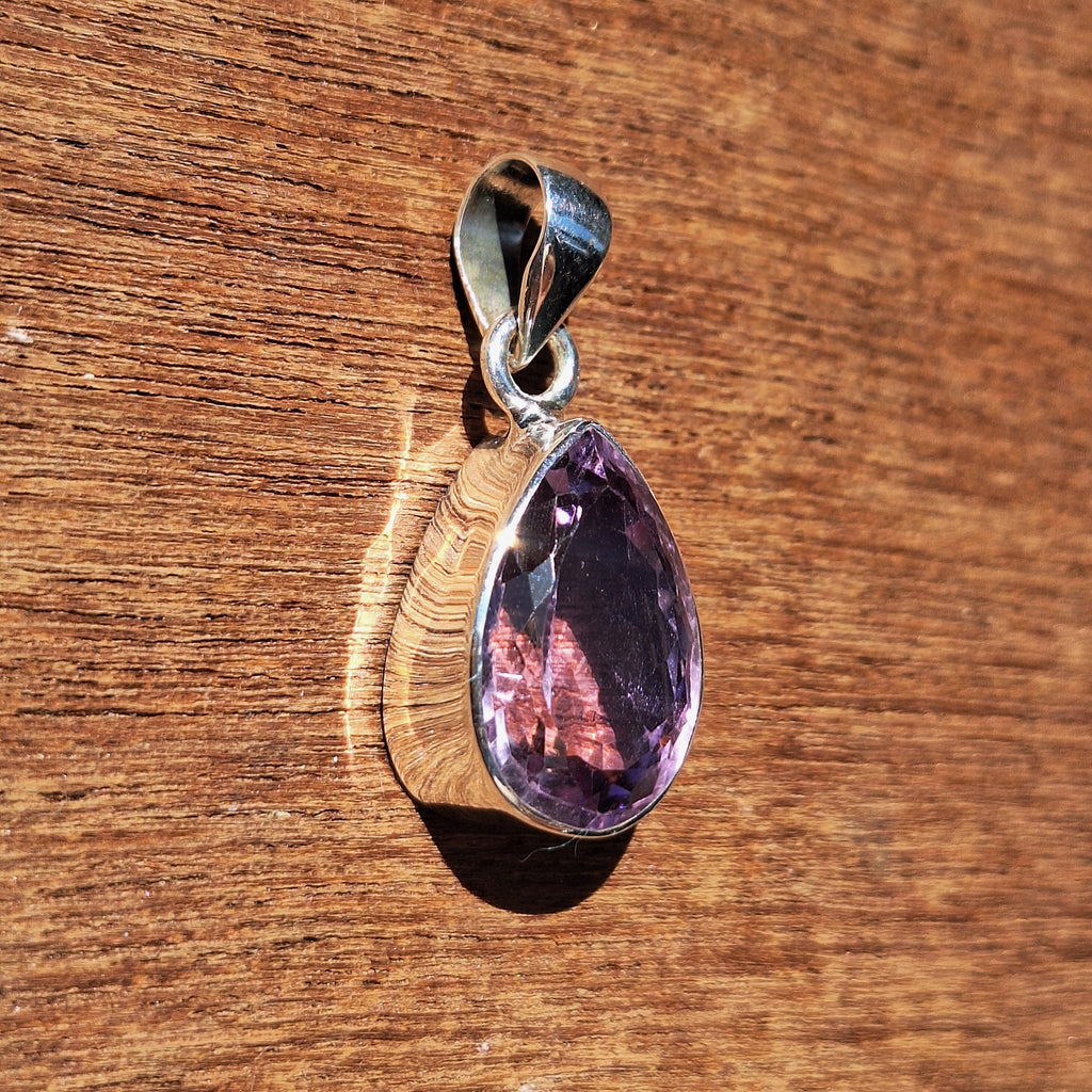 Amethyst High Clarity Faceted Teardrop Pendant