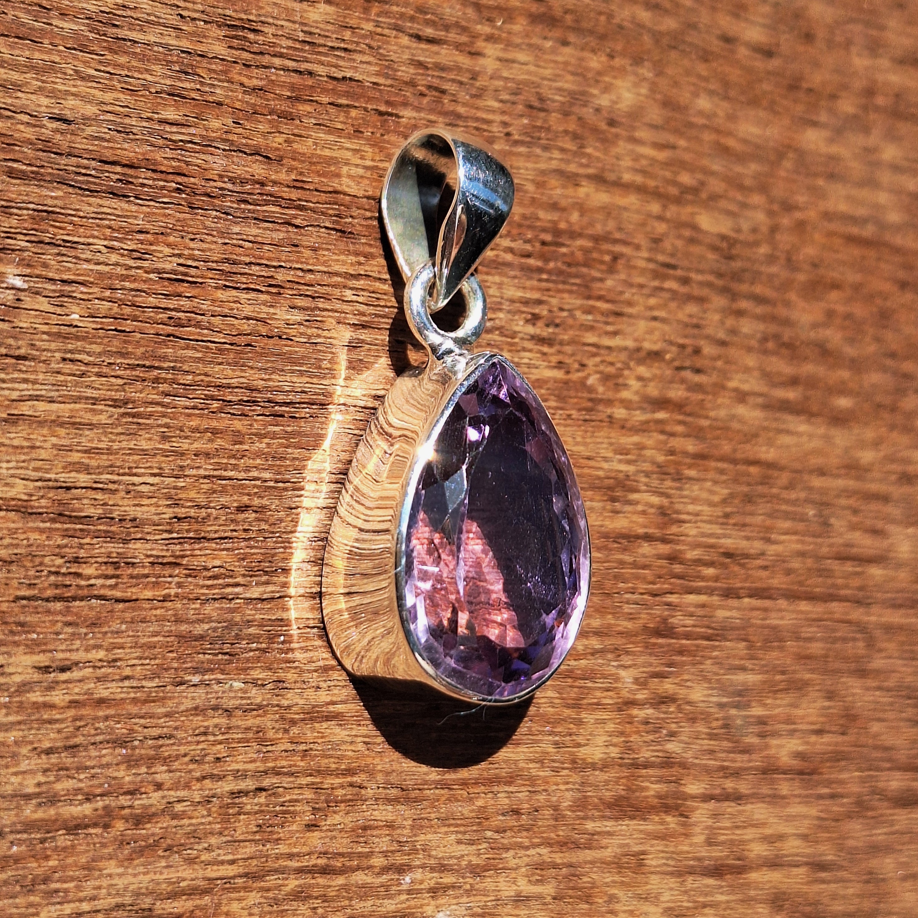 Amethyst High Clarity Faceted Teardrop Pendant