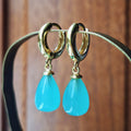 Gold Chalcedony Hoop Clicker Earrings