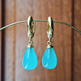 Gold Chalcedony Hoop Clicker Earrings