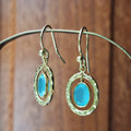 Gold Aqua Chalcedony Halo Faceted Earrings