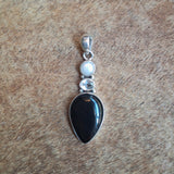 Black Onyx Combination Teardrop Pendant