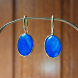 Gold Blue Chalcedony Faceted Earrings