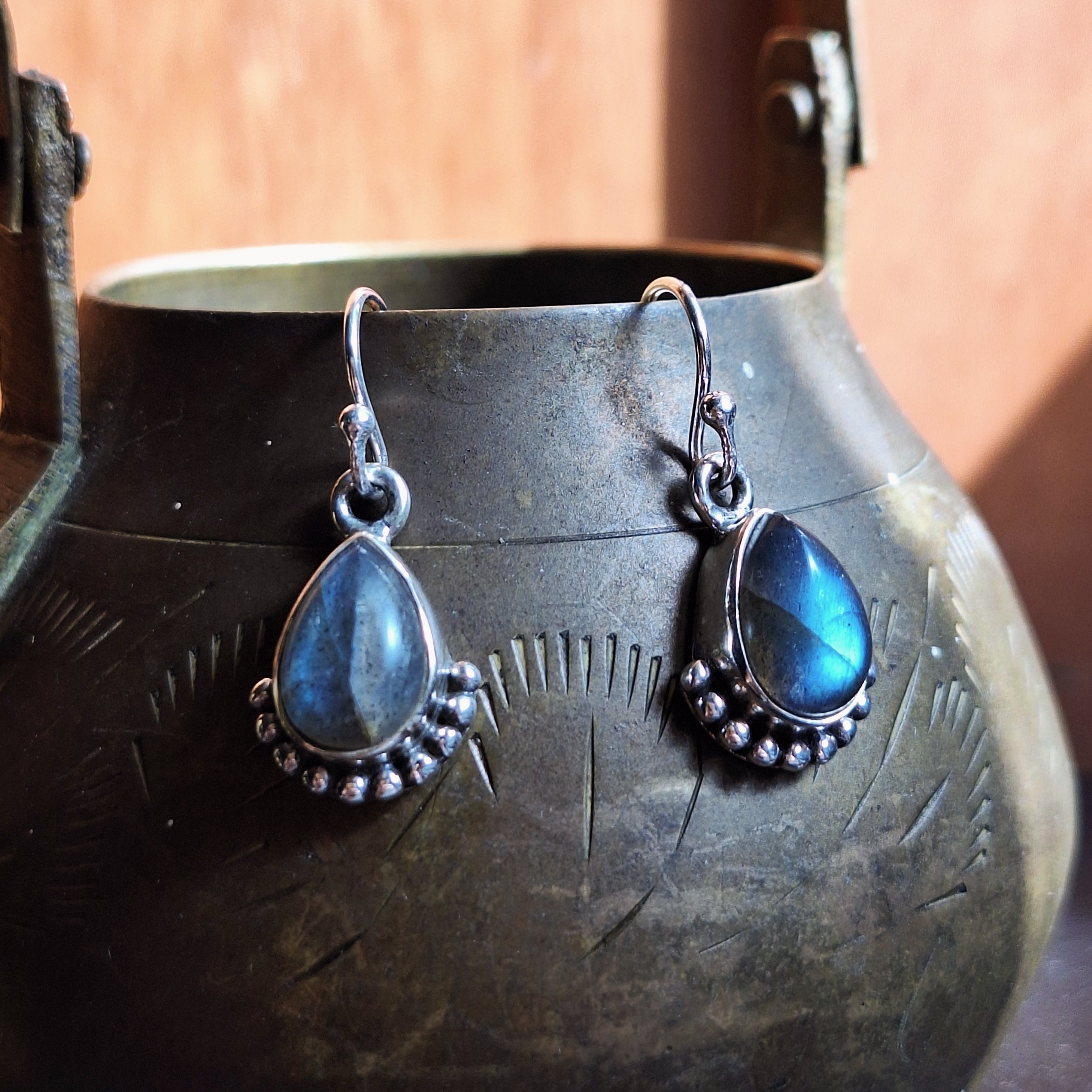 Labradorite Teardrop Detail Earrings