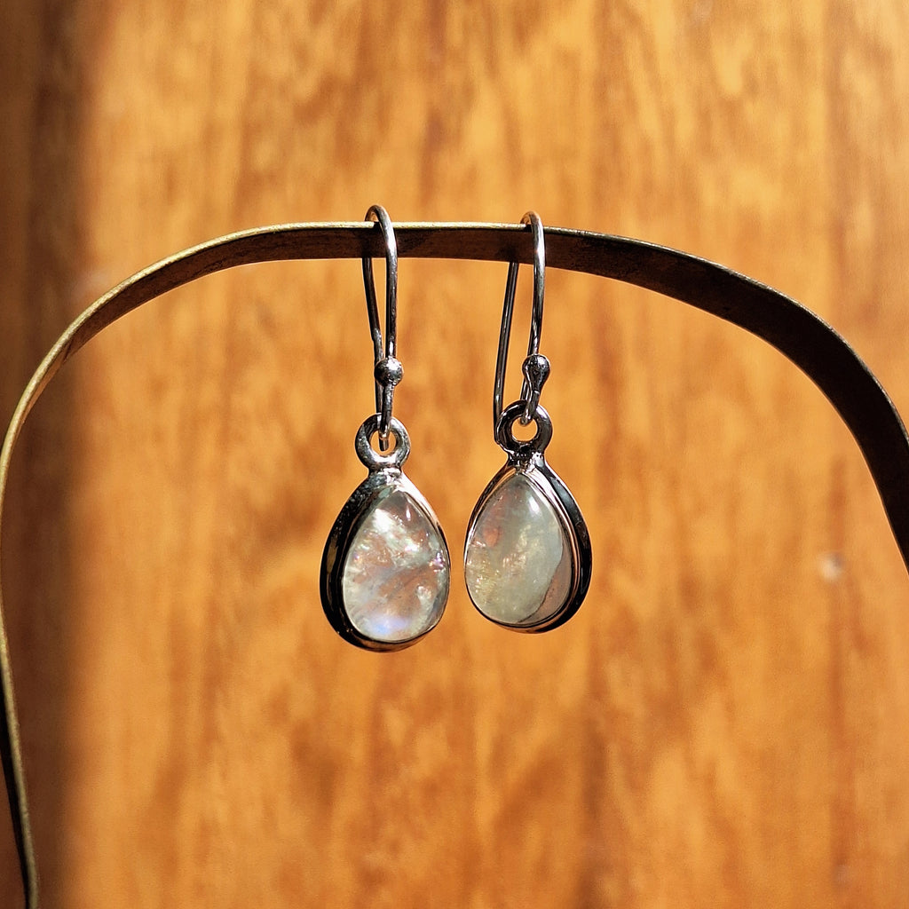 Moonstone Cabochon Teardrop Earrings