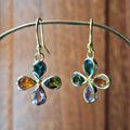 Gold Multi Flower Faceted Earrings