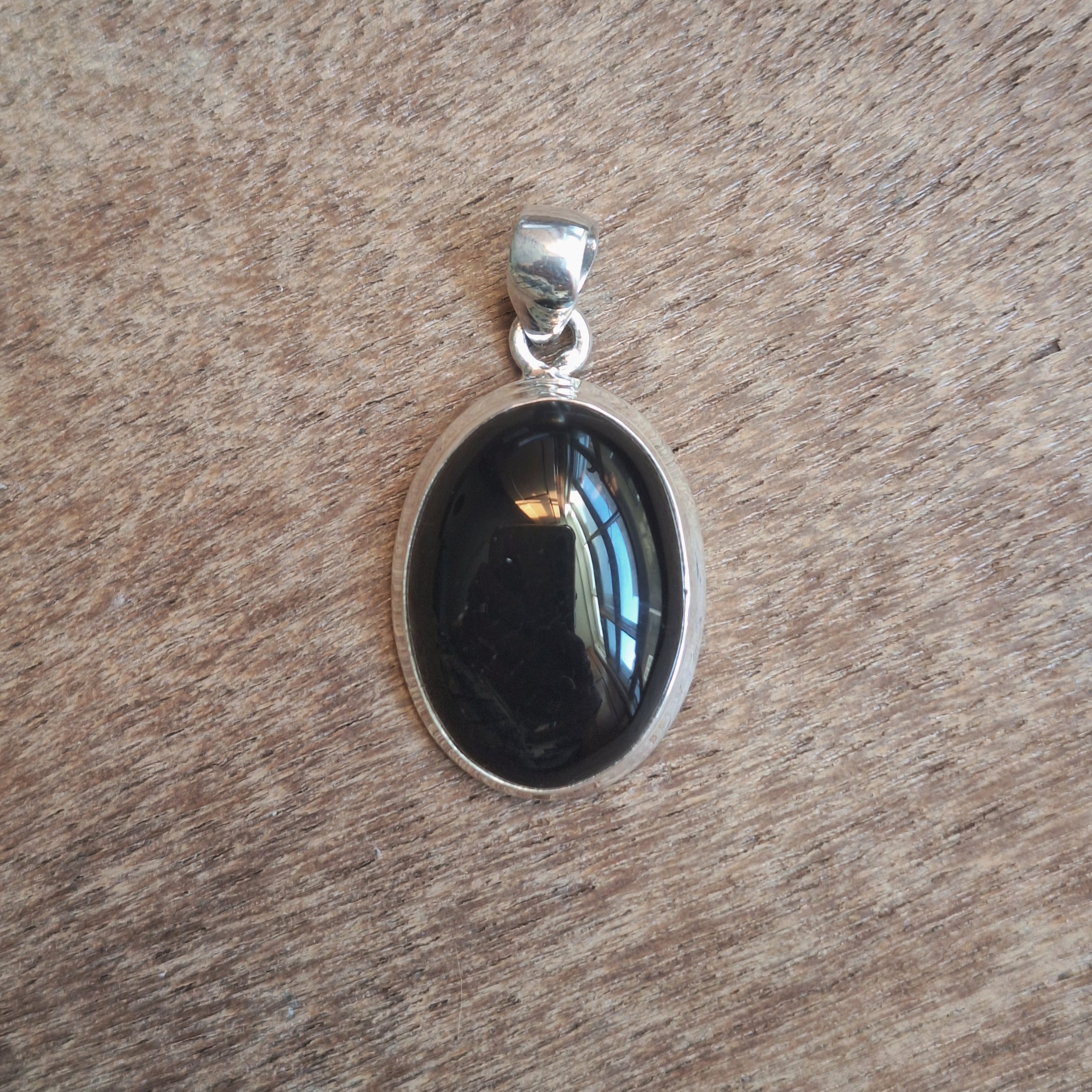 Black Onyx Cabochon Oval Pendant