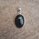 Black Onyx Cabochon Oval Pendant