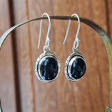 Black Onyx Oval Rope Detail Earrings
