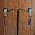 Gold Peach Moonstone & Strawberry Quartz Stud Drop Earrings