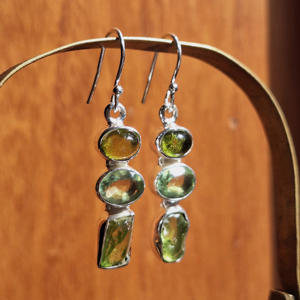 Peridot & Prasiolite Combo Cut Drop Earrings