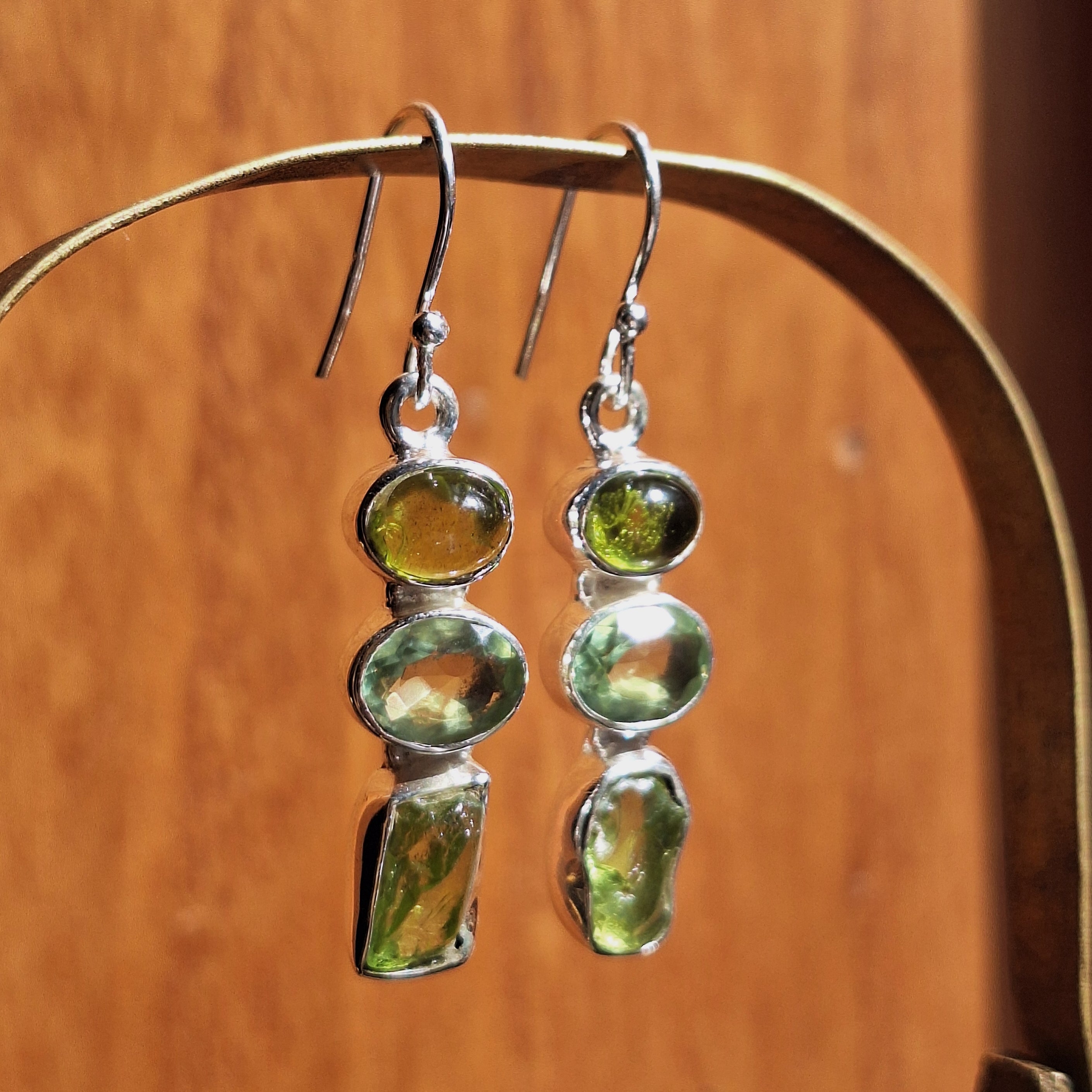 Peridot & Prasiolite Combo Cut Drop Earrings