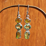 Peridot & Prasiolite Combo Cut Drop Earrings