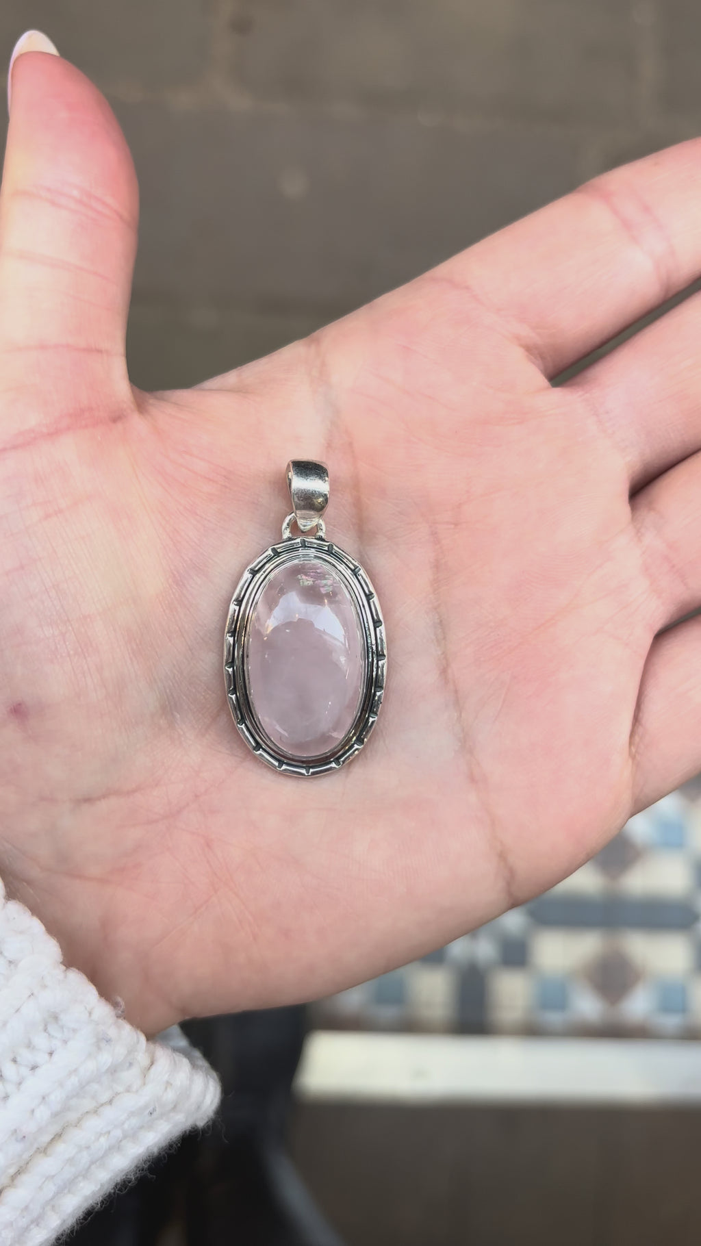 Rose Quartz Cabochon Oval Pendant II