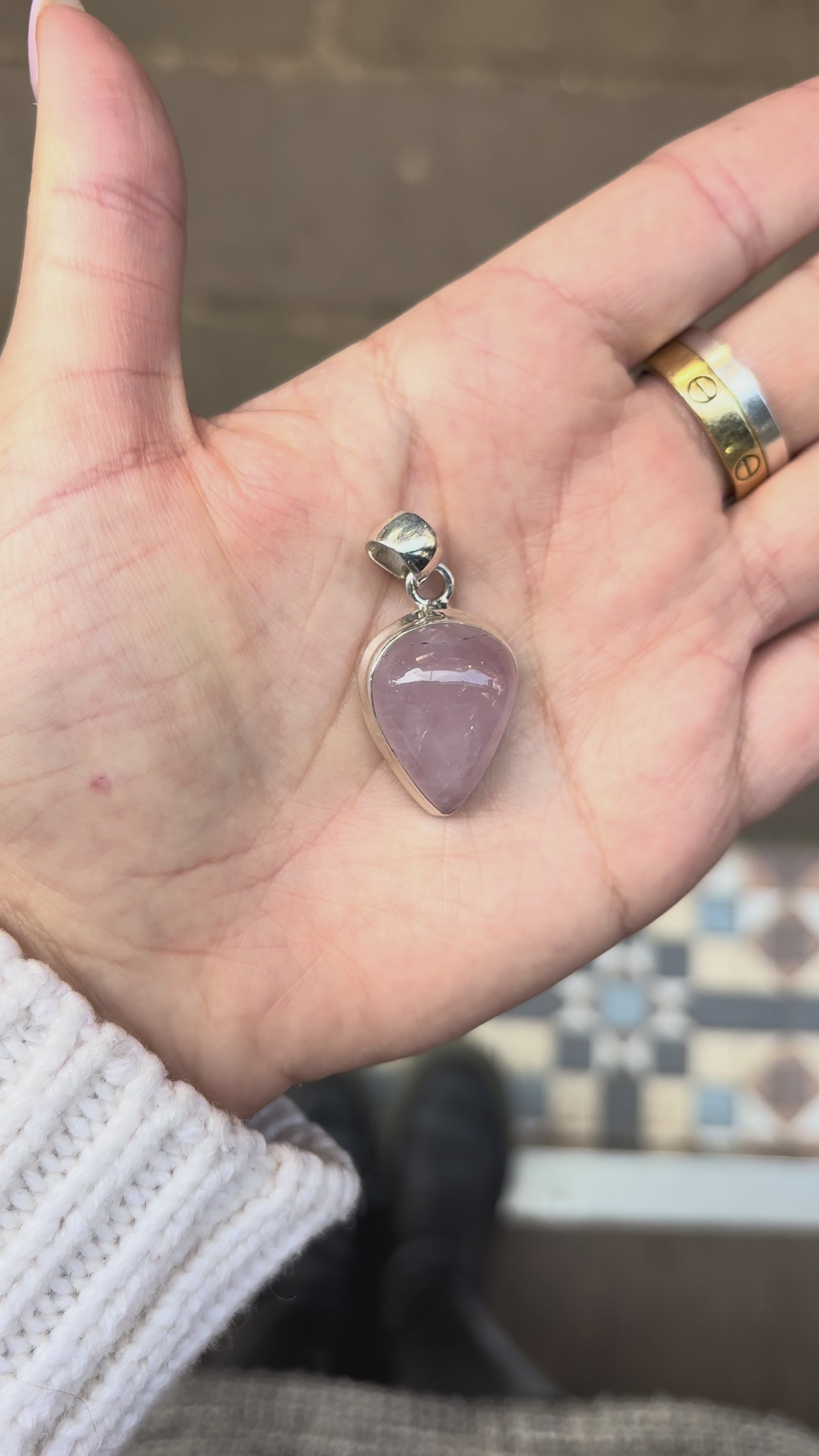 Rose Quartz Cabochon Teardrop Pendant