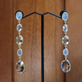 Gold Rose & Cherry Quartz Drop Stud Earrings