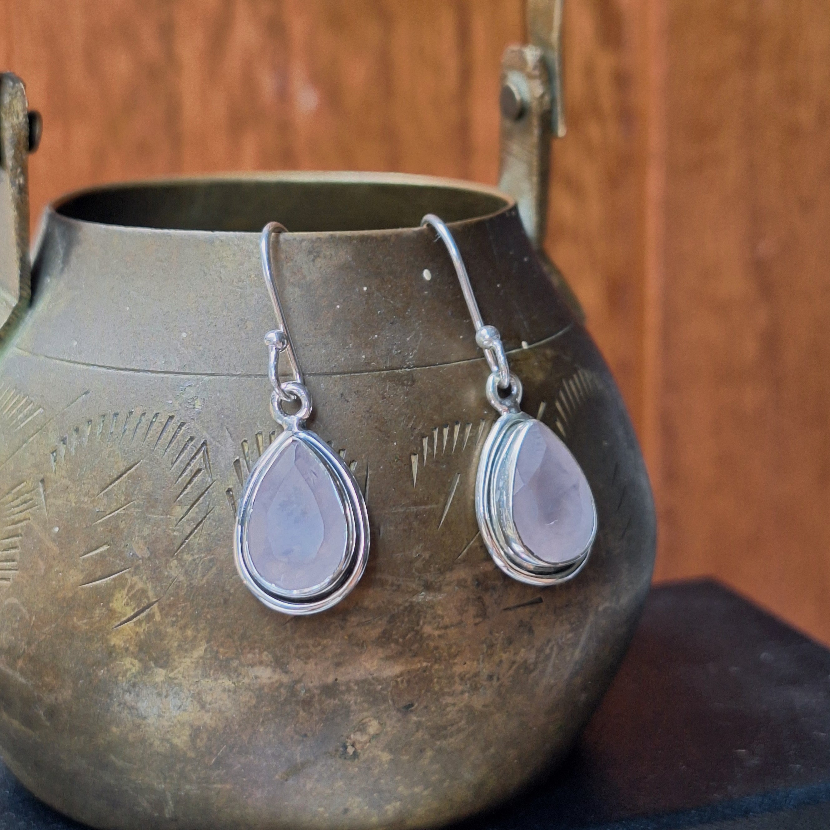 Rose Quartz Faceted Teardrop Earrings