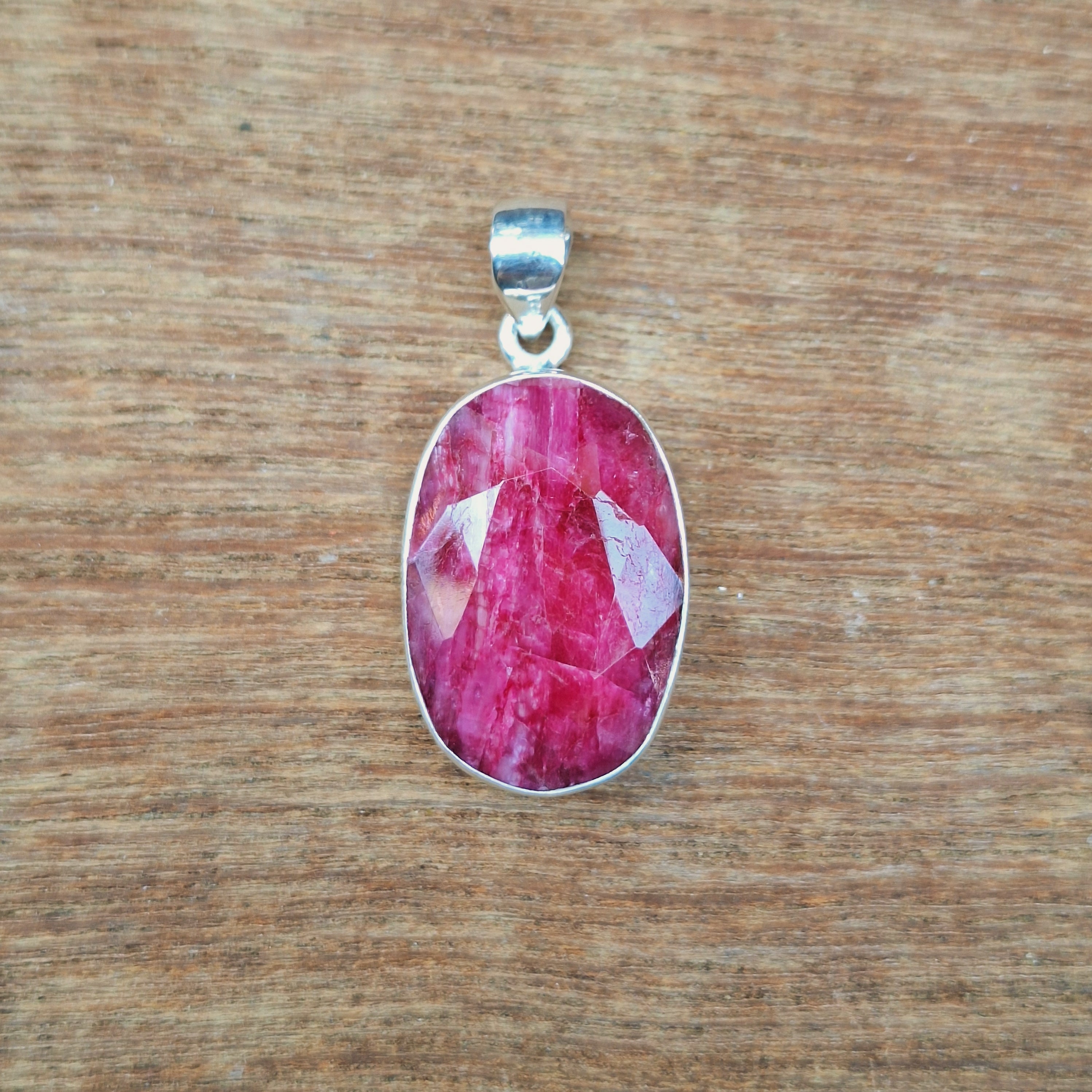 Ruby Faceted Oval Pendant