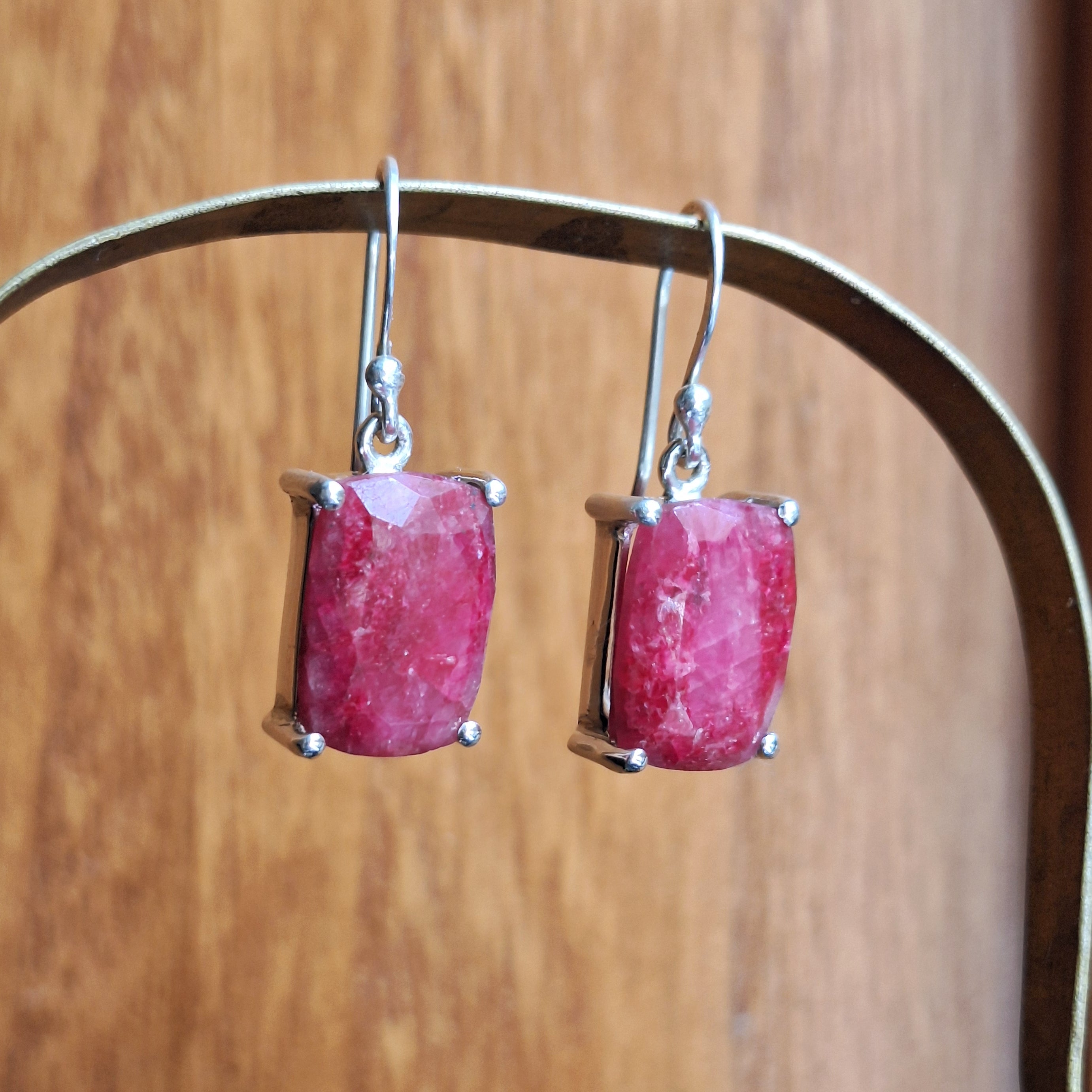 Ruby Rectangle Faceted Earrings