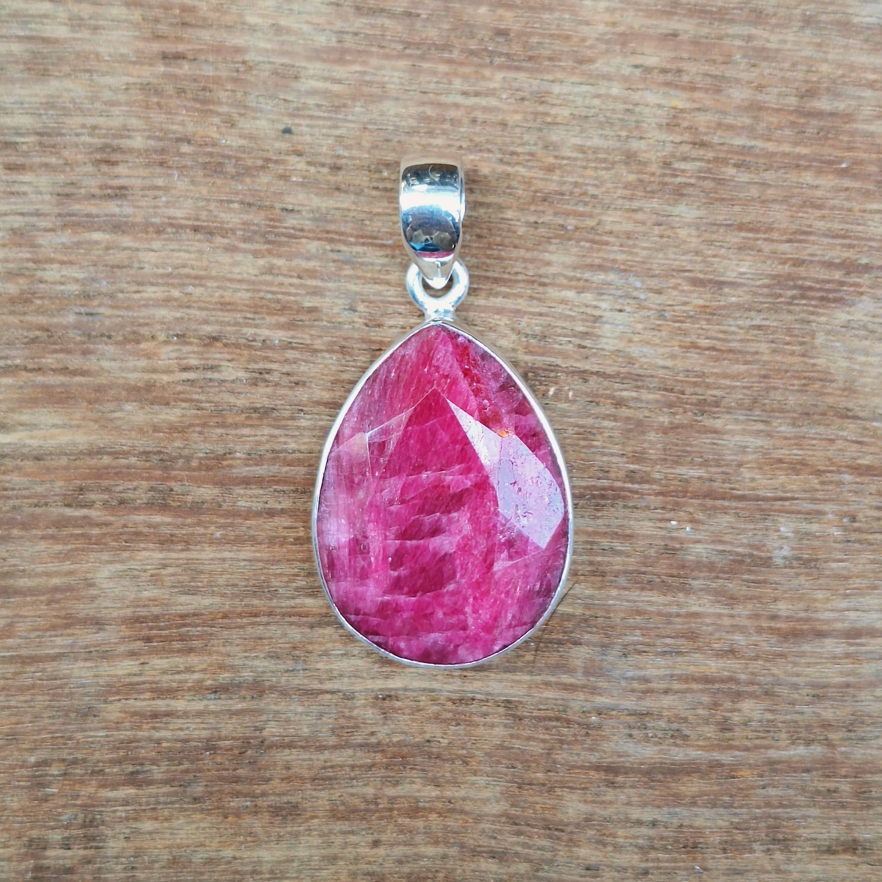 Ruby Faceted Teardrop Pendant