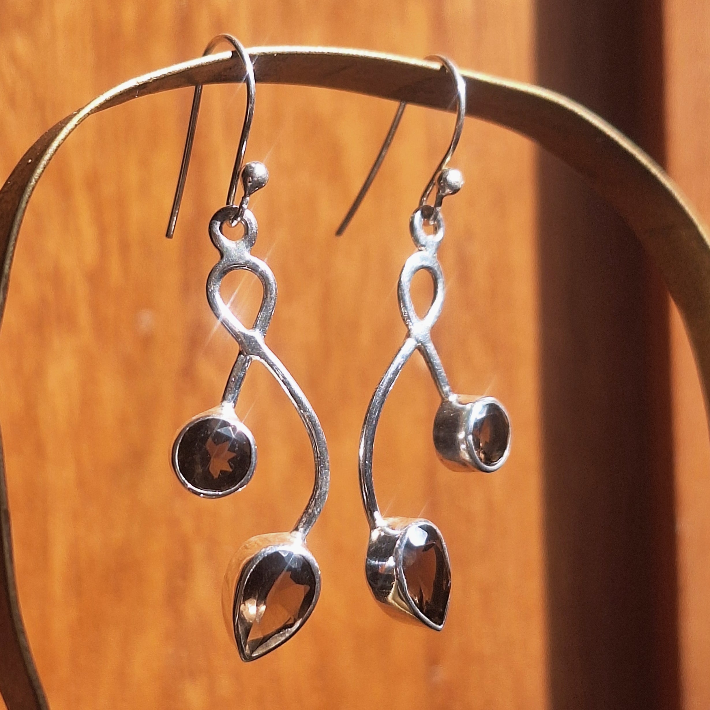 Smoky Quartz Faceted Leaf Earrings