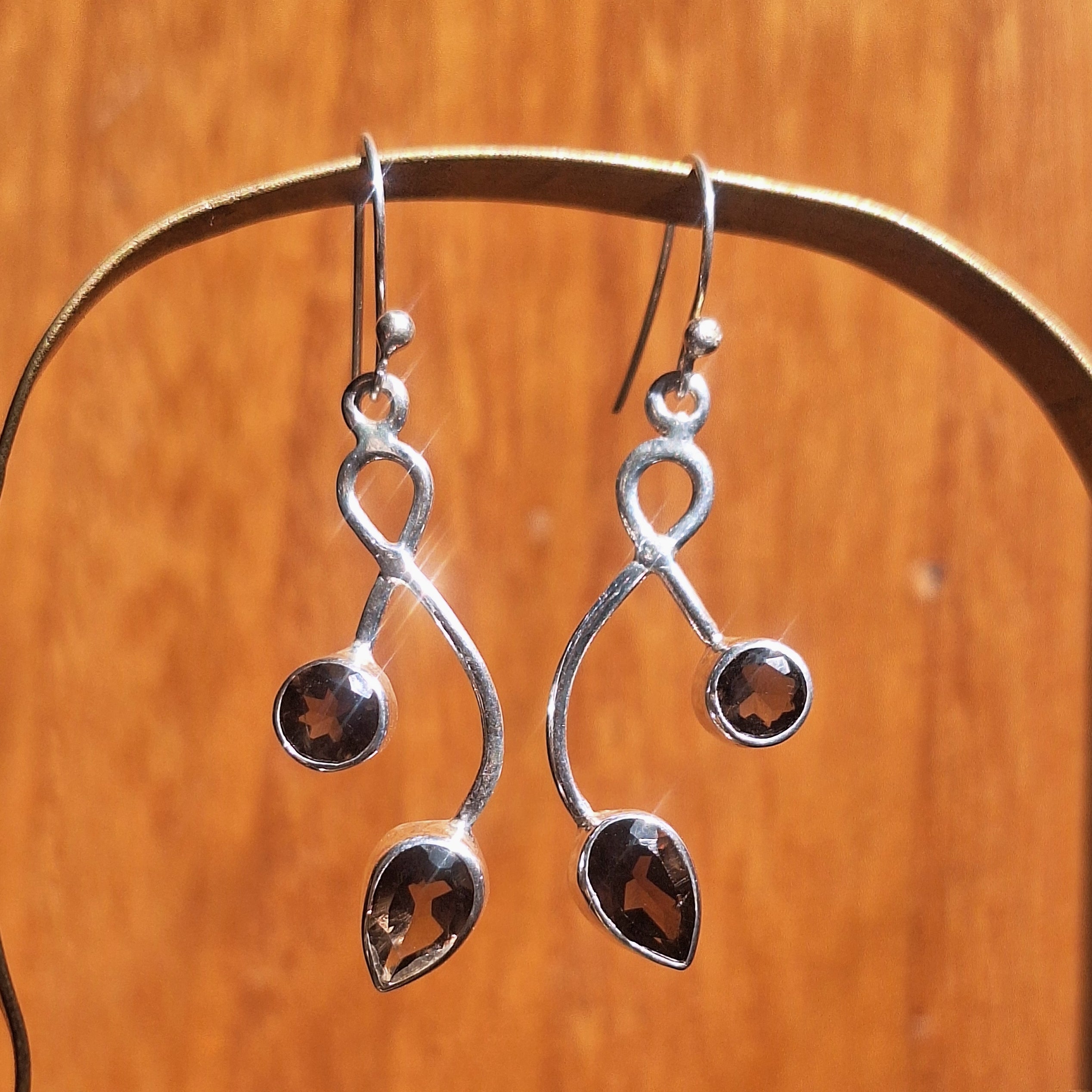 Smoky Quartz Faceted Leaf Earrings