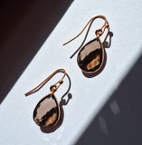 Rose Gold Smoky Quartz Teardrop Faceted Earrings