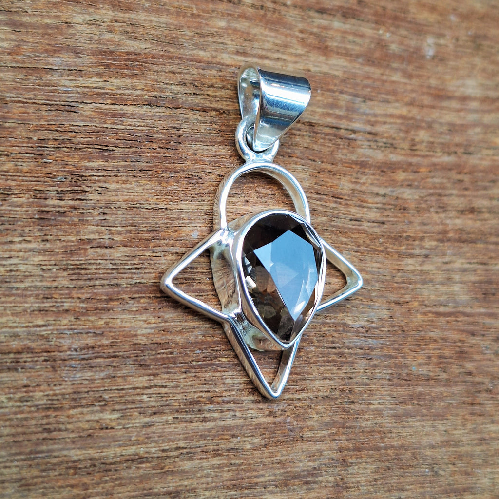 Smoky Quartz Faceted Star Pendant