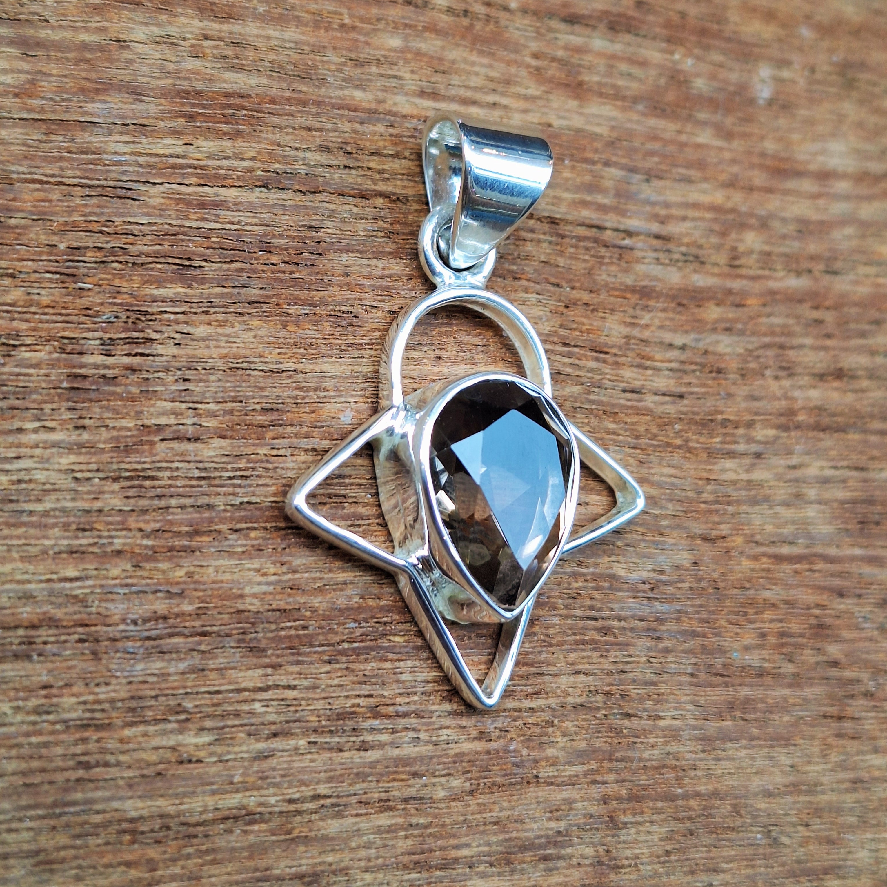 Smoky Quartz Faceted Star Pendant