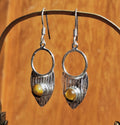 Tigers Eye Cabochon Arrowhead Detail Drop Earrings