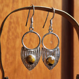 Tigers Eye Cabochon Arrowhead Detail Drop Earrings